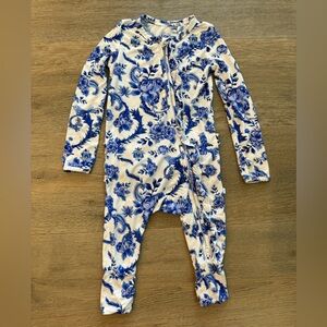 Jules & Belle Porcelain Floral Boho Rose Bird Baby Girls Onesie Romper Bamboo